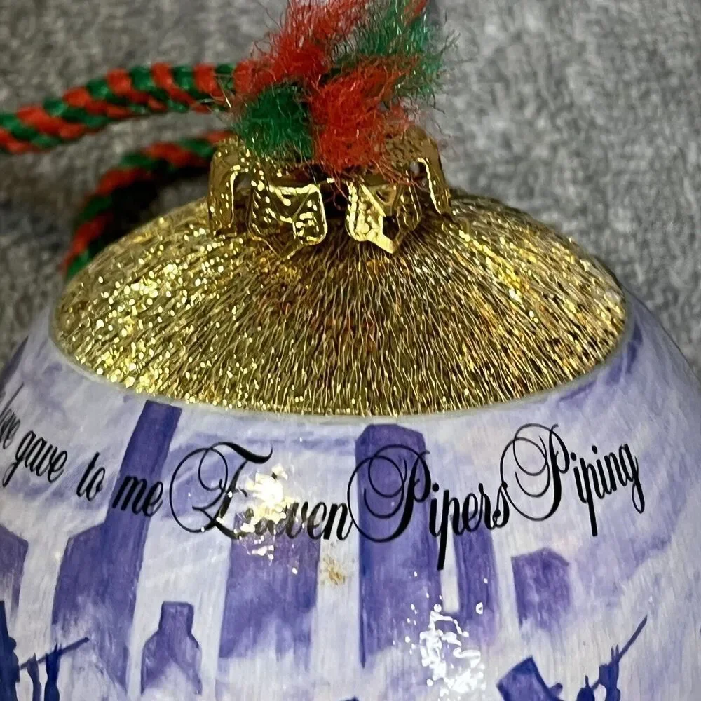 Vintage 12 Days of Christmas 11 Pipers Piping Unbreakable Wrapped Ornament Rauch